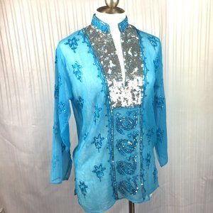 Boho India Sequin Embroidered Top